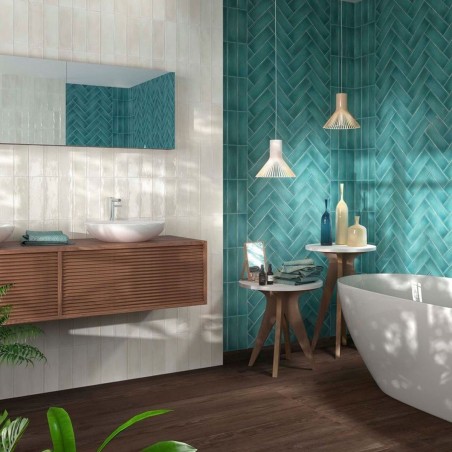 Verona Tiffany Blue 7.5x23cm Rectangular Gloss Ceramic Wall Tile