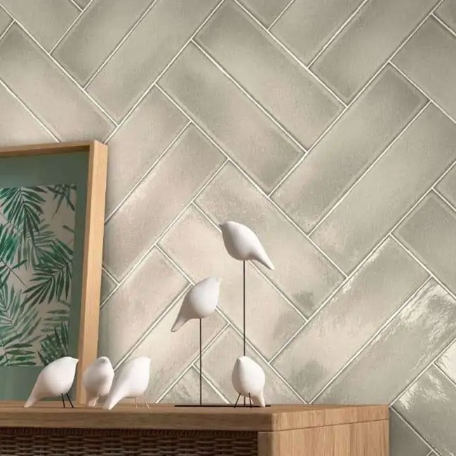 Verona Greige Silver Mist 7.5x23cm Rectangular Gloss Ceramic Wall Tile