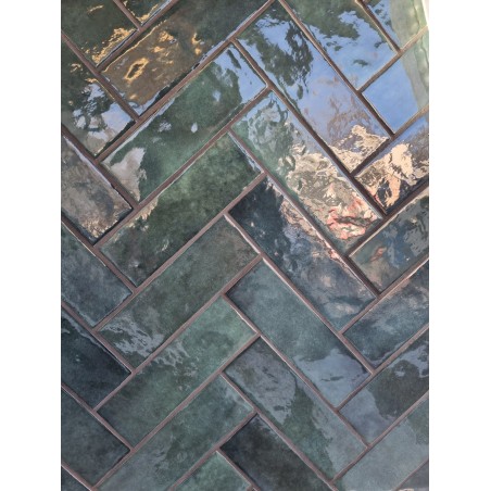 Equipe Artisan Moss Green 6.5x20cm Rectangular Gloss Ceramic Wall Tile