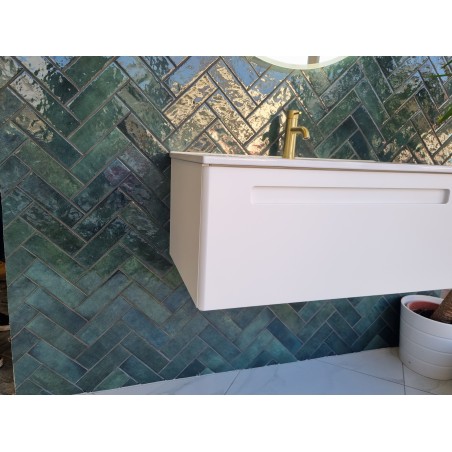 Equipe Artisan Moss Green 6.5x20cm Rectangular Gloss Ceramic Wall Tile