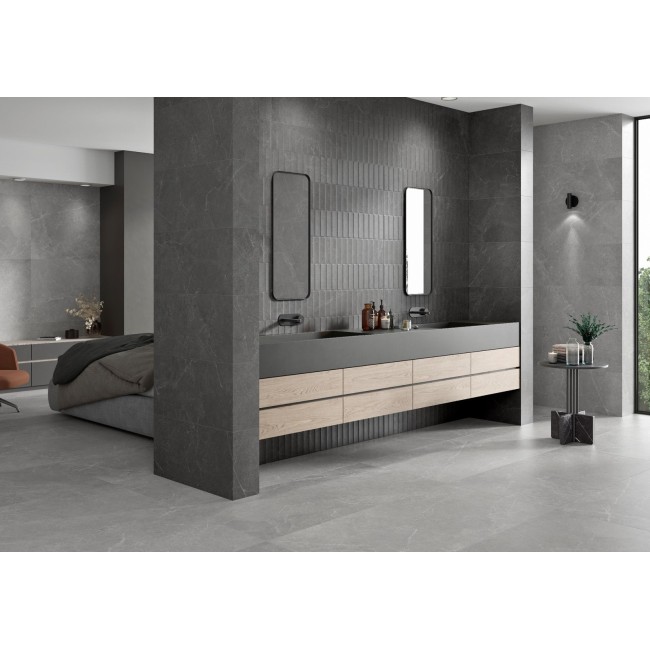 Villa Storm 'A'  Grey 60x120cm Rectangular Matt Porcelain Wall and Floor Tile