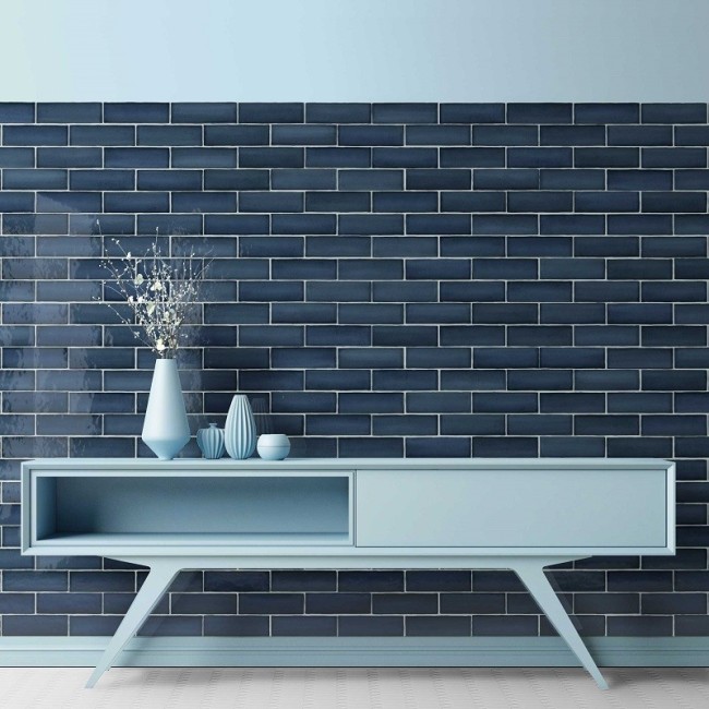Babylon Deep Blue Oltramare 6.5x20cm Rectangular Gloss Porcelain Wall & Floor Tile