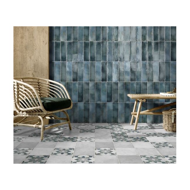 Camden Dark Blue 6.9x24cm Rectangular Gloss Ceramic Wall Tile