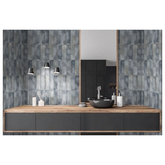 Camden Grey 6.9x24cm Rectangular Gloss Ceramic Wall Tile