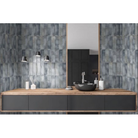 Camden Grey 6.9x24cm Rectangular Gloss Ceramic Wall Tile