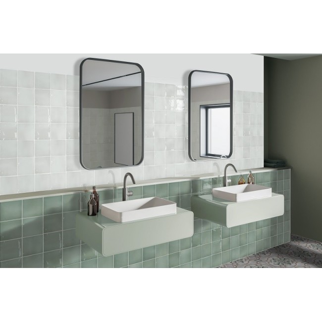 Borrello Mint Green 12.5X12.5cm Square Gloss Ceramic Wall Tile