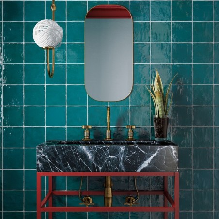Equipe La Riviera Quetzal Teal Green 6.5x20cm Rectangular Gloss Ceramic Wall Tile