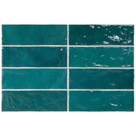 Equipe La Riviera Quetzal Teal Green 6.5x20cm Rectangular Gloss Ceramic Wall Tile