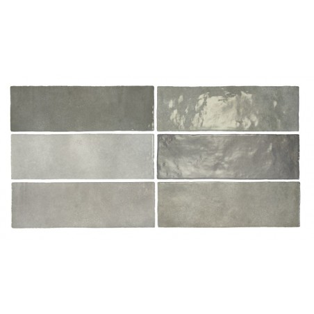 Equipe Artisan Alabaster Grey 6.5x20cm Rectangular Gloss Ceramic Wall Tile
