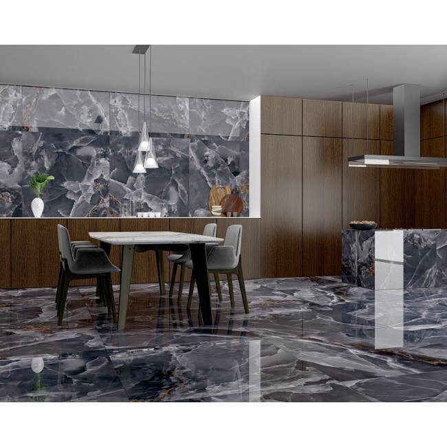Trophy Onyx Marble Midnight Black 60x120 Rectangular Polished Wall & Floor Tile