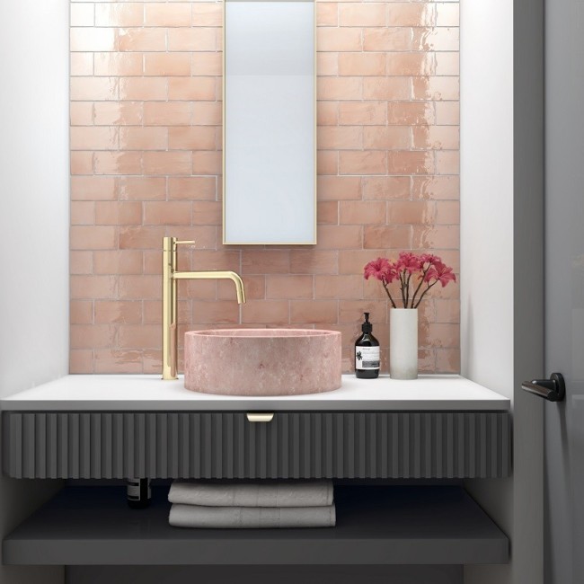 Bergamo Blush Pink 7.5x15cm Gloss Ceramic Wall Tile