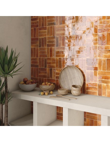 Hanoi Burnt Coral Red 5.1x16.1 Rectangular Gloss Ceramic Wall Tile