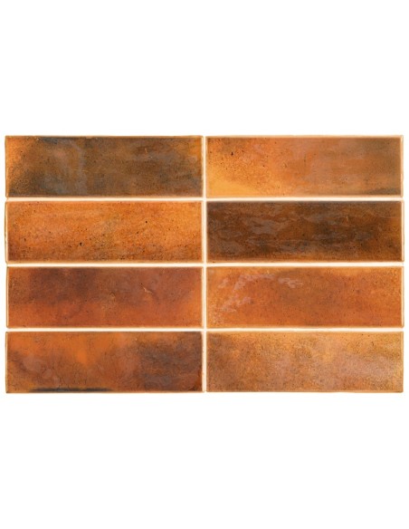 Hanoi Burnt Coral Red 5.1x16.1 Rectangular Gloss Ceramic Wall Tile