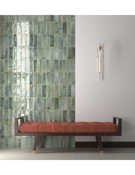 Hanoi Jade Green Celadon 5.1x16.1 Rectangular Gloss Ceramic Wall Tile