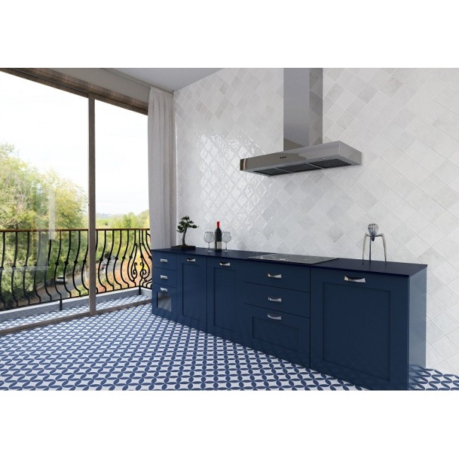 Windsor Blue 22.5x22.5cm Square Matt Anti-Slip Patterned Wall & Floor Tile