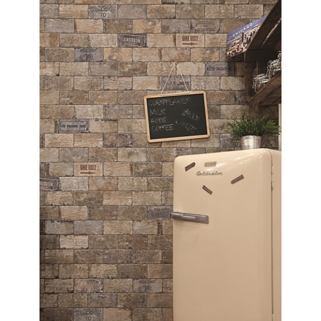 New York Broadway Grey/Beige Brick...