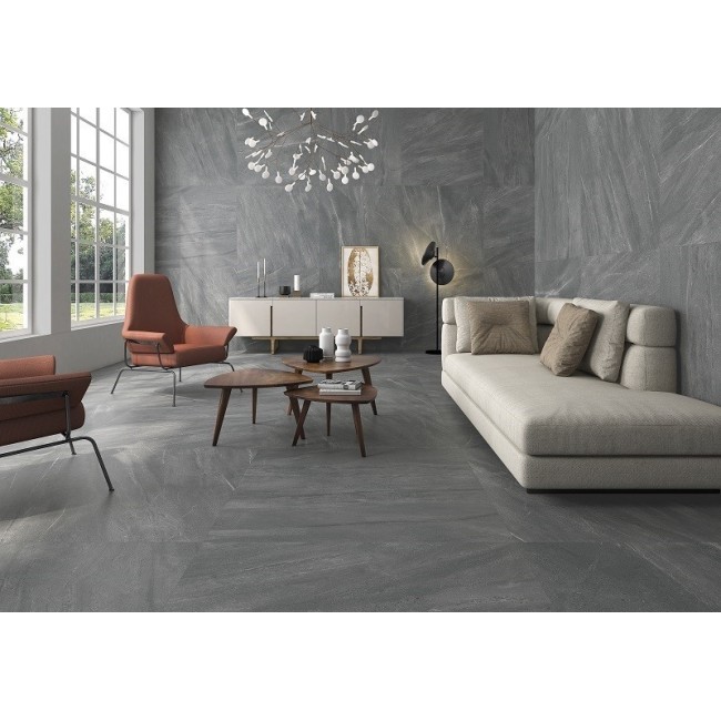 Pietra Grey 60x120cm Matt Rectangular Porcelain Wall & Floor Tile