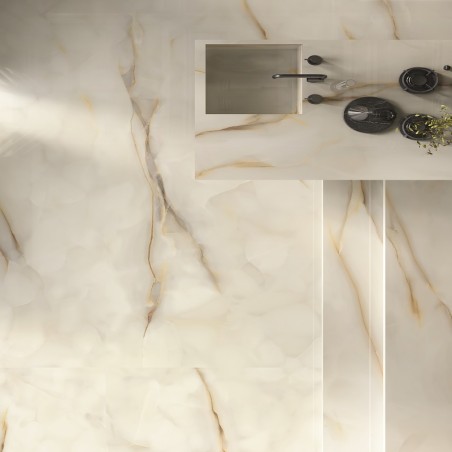 Tele Di Marmo Pure Onyx Perla White 30x60 Rectangular Polished Porcelain