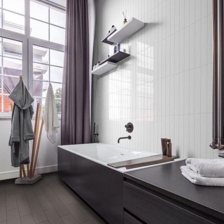 Oasis Snow White 5x40 Rectangular Gloss Ceramic Wall Tile.