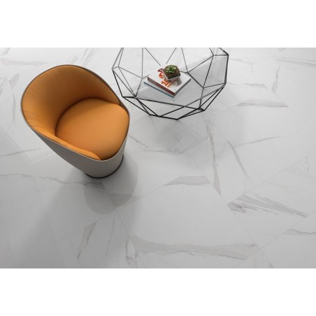 Statuario White Polished 60x60cm Square Polished Porcelain Wall & Floor Tiles