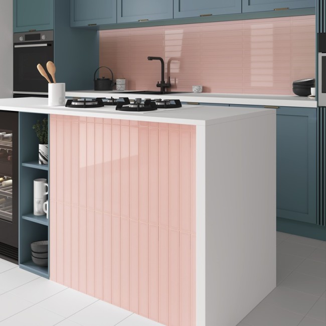 Oasis Pink 5x40 Rectangular Gloss Ceramic Wall Tile