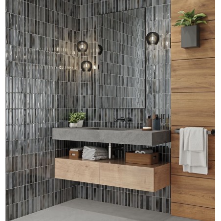 Alba Denim Blue 15x30cm Gloss Rectangular 'Kit Kat' Wall Tile