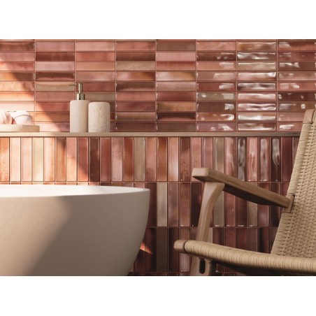 Alba Coral Pink 15x30cm Gloss Rectangular Ceramic 'Kit Kat' Wall Tile