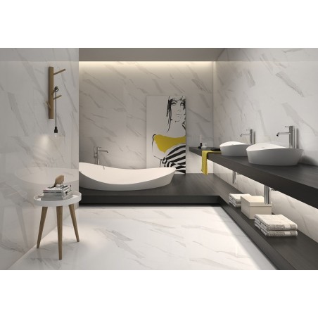 Statuario White Natural 60x120cm Rectangular Matt Porcelain Wall & Floor Tile