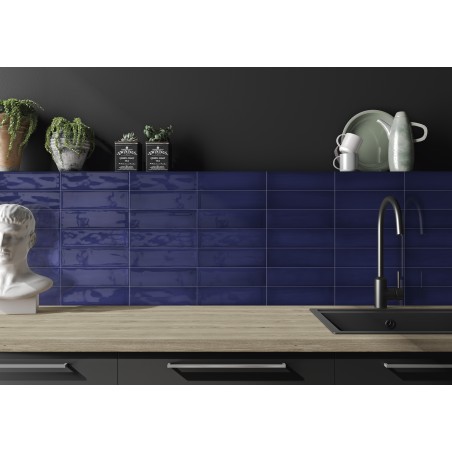 Borrello Navy Blue 7.5x30 Rectangular Gloss Ceramic Wall Tile