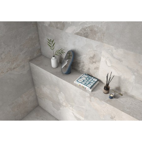 Honister Blanco White 30x61cm Rectangular Matt Slate Porcelain Wall & Floor Tile