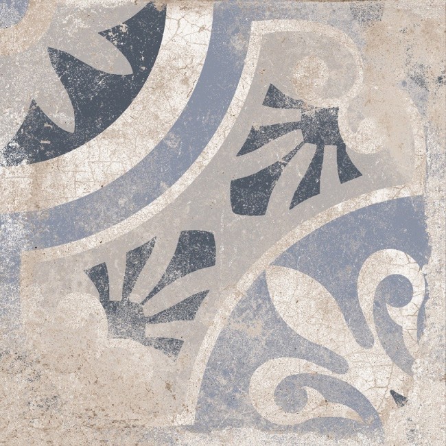 Cagliari Blue 22.5x22.5cm Square Matt Anti Slip Patterned Porcelain Wall & Floor Tile