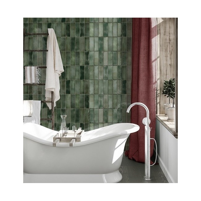 Jungle Jade Green 6.5x20cm Rectangular Gloss Ceramic Wall Tile