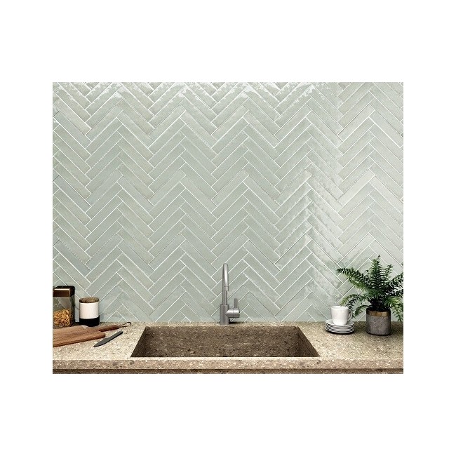 Danbury Fennel Green 5x25cm Rectangular Gloss Ceramic Wall Tile