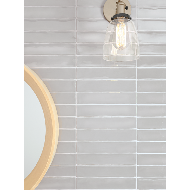 Danbury Light Grey 5x25cm Rectangular Gloss Ceramic Wall Tile