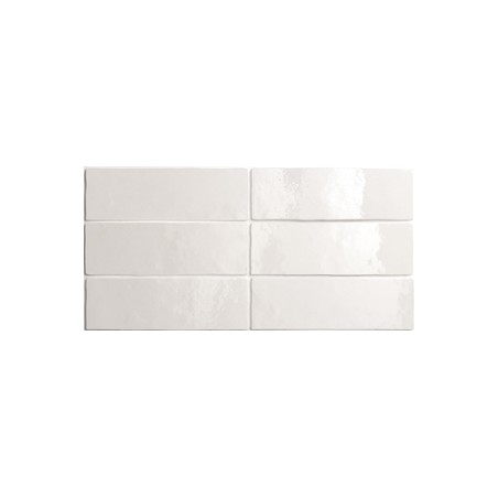 Equipe Artisan White 6.5x20cm Rectangular Gloss Ceramic Wall Tile
